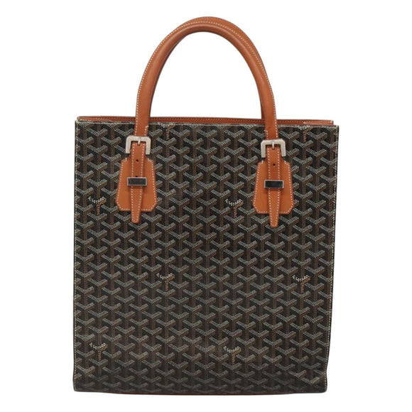 GOYARD Herringbone COMOR GM Tote Bag Leather Black Silver Auth bs24293