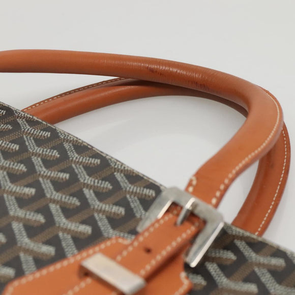 GOYARD Herringbone COMOR GM Tote Bag Leather Black Silver Auth bs24293