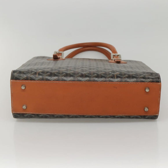 GOYARD Herringbone COMOR GM Tote Bag Leather Black Silver Auth bs24293