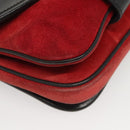 Miu Miu Shoulder Bag Suede Leather Red Black Auth bs24294-8