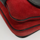 Miu Miu Shoulder Bag Suede Leather Red Black Auth bs24294-15