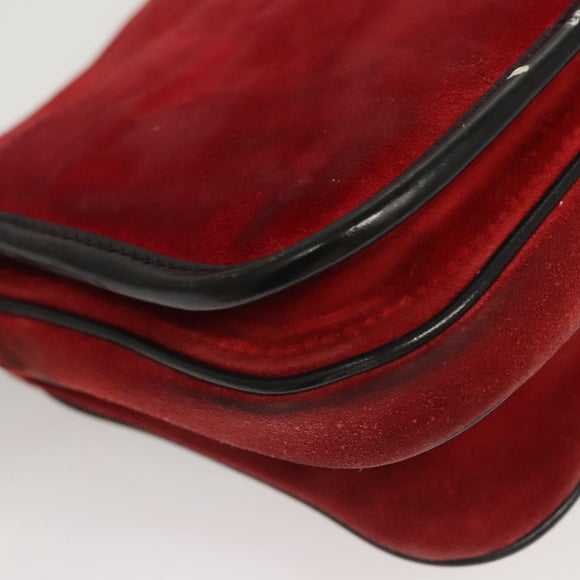 Miu Miu Shoulder Bag Suede Leather Red Black Auth bs24294
