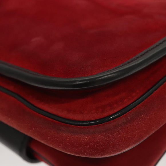 Miu Miu Shoulder Bag Suede Leather Red Black Auth bs24294