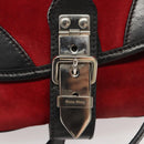 Miu Miu Shoulder Bag Suede Leather Red Black Auth bs24294-10