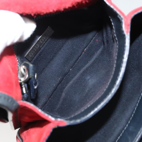 Miu Miu Shoulder Bag Suede Leather Red Black Auth bs24294