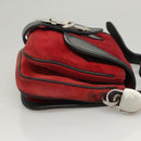 Miu Miu Shoulder Bag Suede Leather Red Black Auth bs24294-3