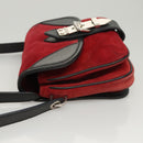 Miu Miu Shoulder Bag Suede Leather Red Black Auth bs24294-4
