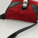 Miu Miu Shoulder Bag Suede Leather Red Black Auth bs24294-6