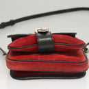 Miu Miu Shoulder Bag Suede Leather Red Black Auth bs24294-5