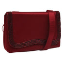 CHANEL Shoulder Bag Satin Red CC Auth bs24300-1