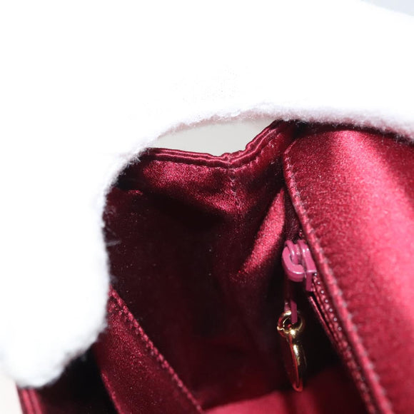 CHANEL Shoulder Bag Satin Red CC Auth bs24300