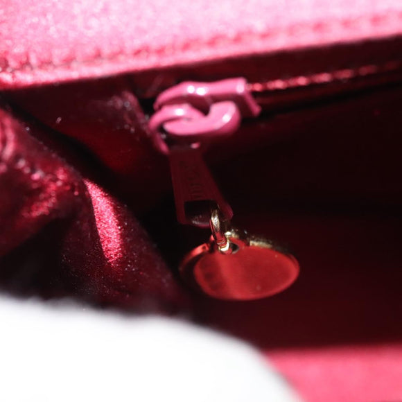 CHANEL Shoulder Bag Satin Red CC Auth bs24300