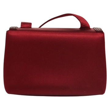 CHANEL Shoulder Bag Satin Red CC Auth bs24300 - 0