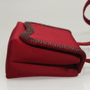 CHANEL Shoulder Bag Satin Red CC Auth bs24300-3