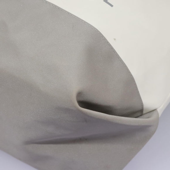CHANEL Hand Bag Nylon 2way White Gray Silver CC Auth bs24302