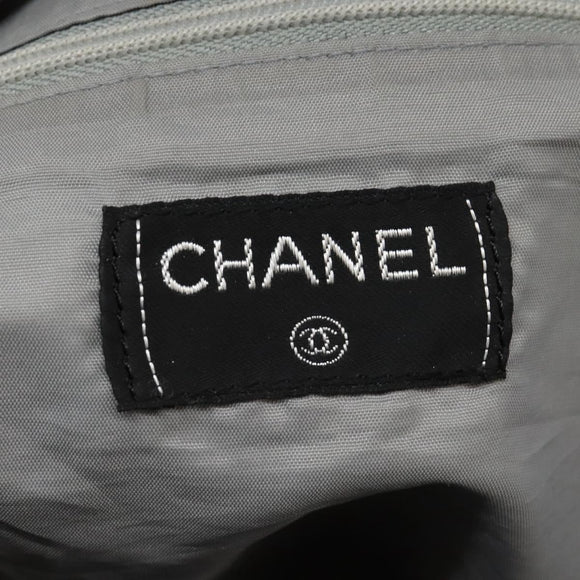CHANEL Hand Bag Nylon 2way White Gray Silver CC Auth bs24302