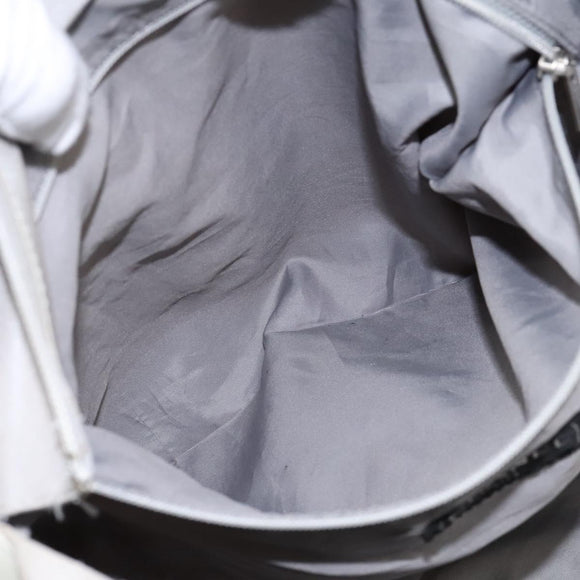 CHANEL Hand Bag Nylon 2way White Gray Silver CC Auth bs24302