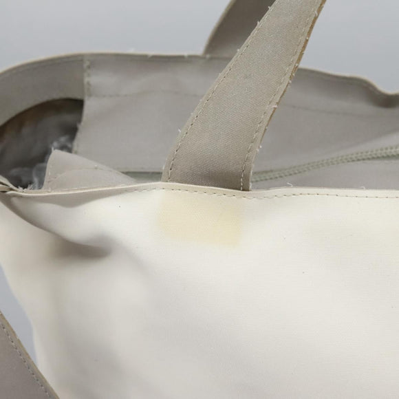 CHANEL Hand Bag Nylon 2way White Gray Silver CC Auth bs24302