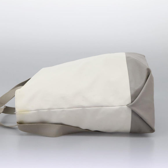 CHANEL Hand Bag Nylon 2way White Gray Silver CC Auth bs24302