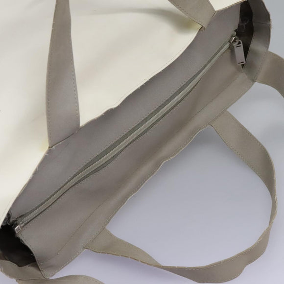 CHANEL Hand Bag Nylon 2way White Gray Silver CC Auth bs24302