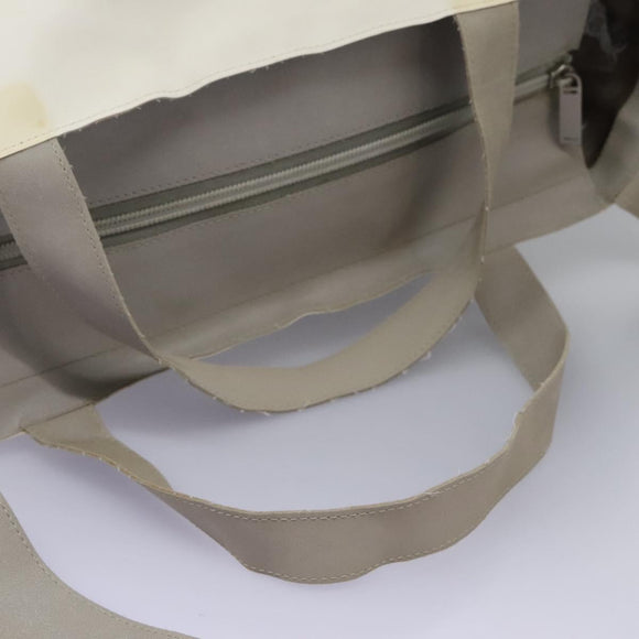 CHANEL Hand Bag Nylon 2way White Gray Silver CC Auth bs24302