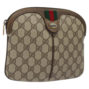 GUCCI GG Supreme Web Sherry Line Bag PVC Beige Gold 904 02 047 Auth bs24305
