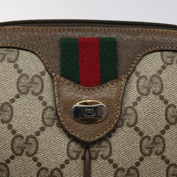 GUCCI GG Supreme Web Sherry Line Bag PVC Beige Gold 904 02 047 Auth bs24305