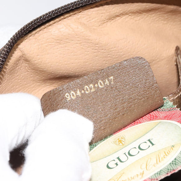 GUCCI GG Supreme Web Sherry Line Bag PVC Beige Gold 904 02 047 Auth bs24305