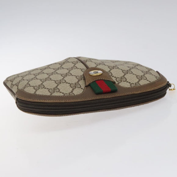 GUCCI GG Supreme Web Sherry Line Bag PVC Beige Gold 904 02 047 Auth bs24305