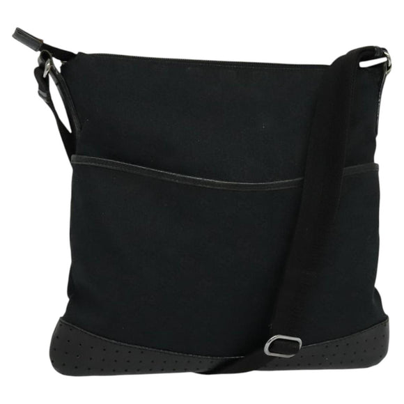 GUCCI GG Canvas Shoulder Bag Black Silver 145857 001013 Auth bs24306