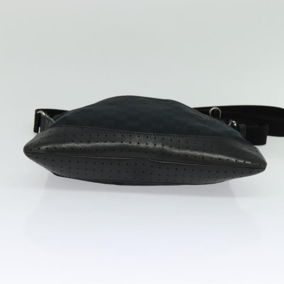 GUCCI GG Canvas Shoulder Bag Black Silver 145857 001013 Auth bs24306