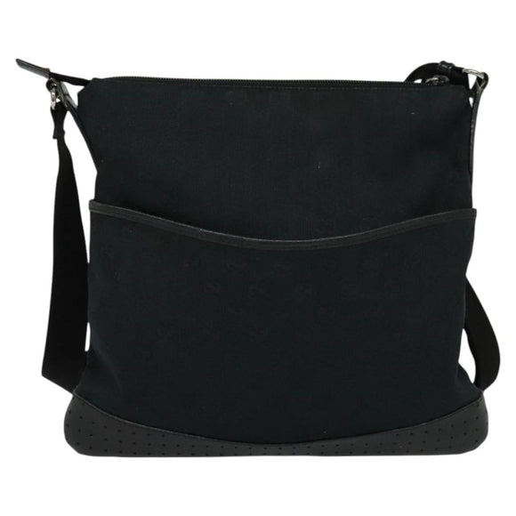 GUCCI GG Canvas Shoulder Bag Black Silver 145857 001013 Auth bs24306
