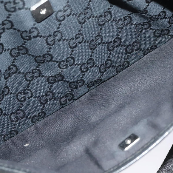 GUCCI GG Canvas Shoulder Bag Black Silver 145857 001013 Auth bs24306
