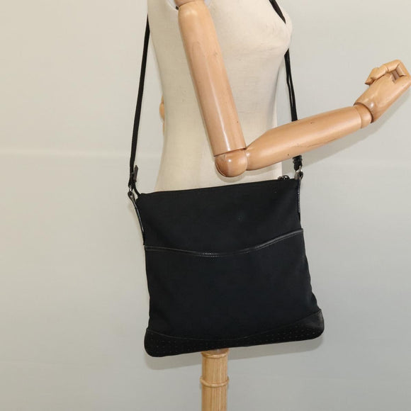 GUCCI GG Canvas Shoulder Bag Black Silver 145857 001013 Auth bs24306