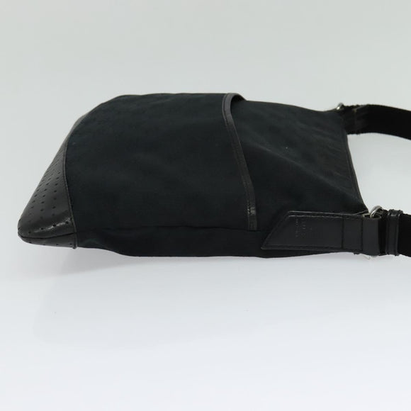 GUCCI GG Canvas Shoulder Bag Black Silver 145857 001013 Auth bs24306