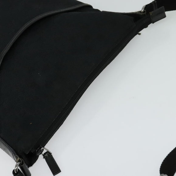 GUCCI GG Canvas Shoulder Bag Black Silver 145857 001013 Auth bs24306