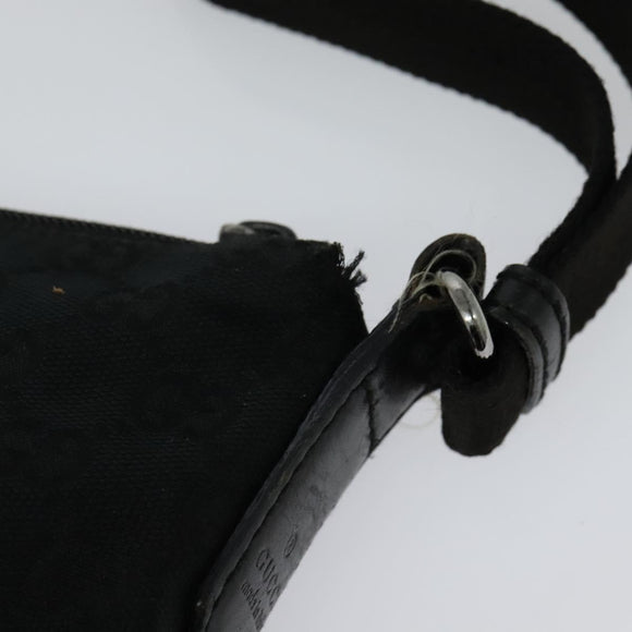 GUCCI GG Canvas Shoulder Bag Black Silver 145857 001013 Auth bs24306