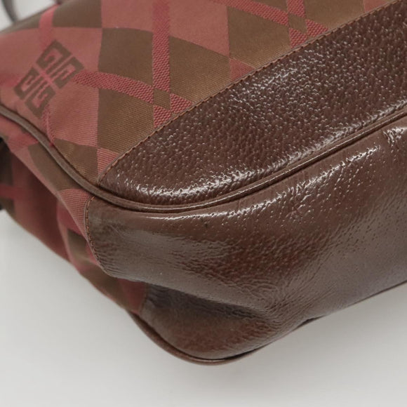 GIVENCHY Hand Bag Canvas Brown Gold Auth bs24312