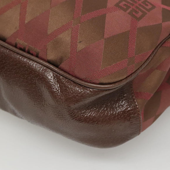 GIVENCHY Hand Bag Canvas Brown Gold Auth bs24312
