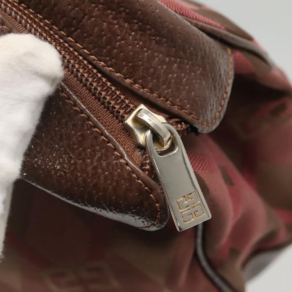 GIVENCHY Hand Bag Canvas Brown Gold Auth bs24312