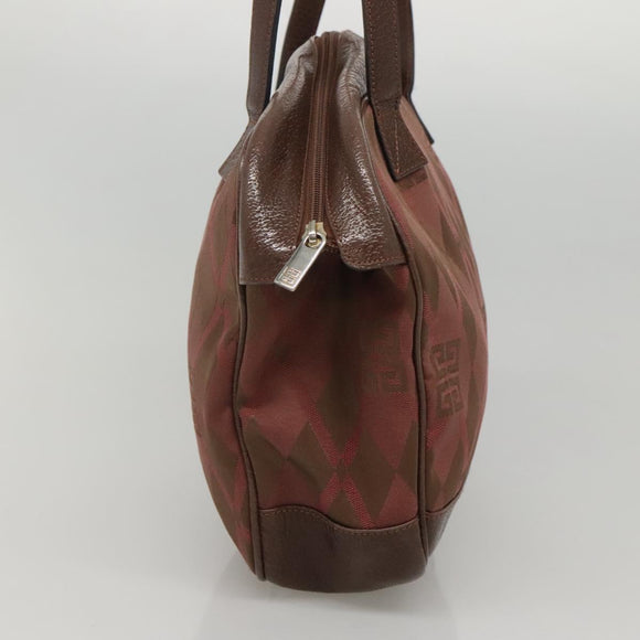 GIVENCHY Hand Bag Canvas Brown Gold Auth bs24312