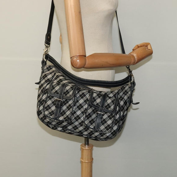 BURBERRY Nova Check Hand Bag Canvas 2way Black Auth bs24315