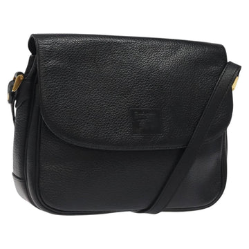 Burberrys Shoulder Bag Leather Black Auth bs24318