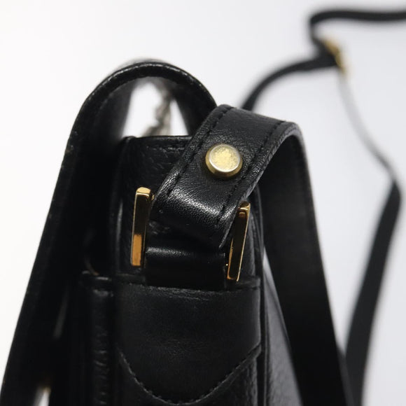 Burberrys Shoulder Bag Leather Black Auth bs24318
