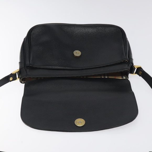 Burberrys Shoulder Bag Leather Black Auth bs24318