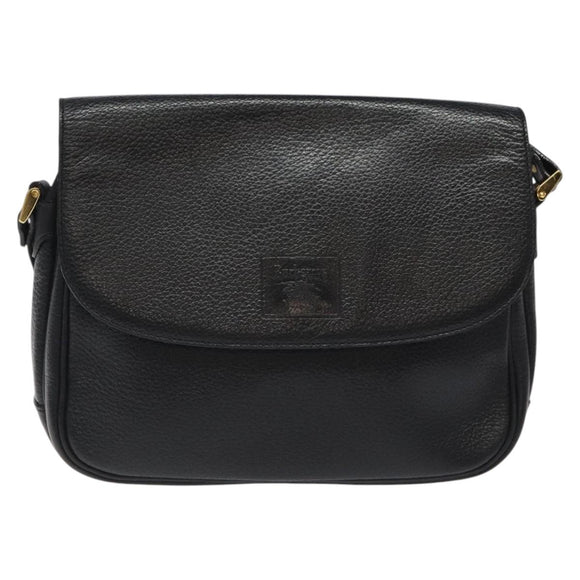 Burberrys Shoulder Bag Leather Black Auth bs24318