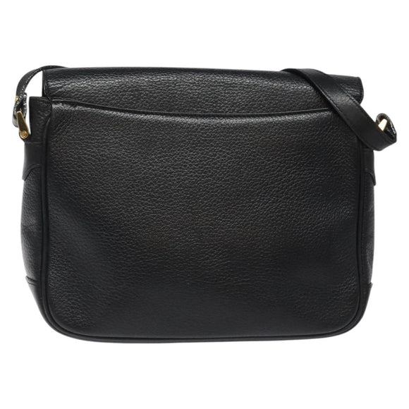 Burberrys Shoulder Bag Leather Black Auth bs24318