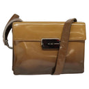 PRADA Shoulder Bag Enamel Beige Silver Auth bs24323-1