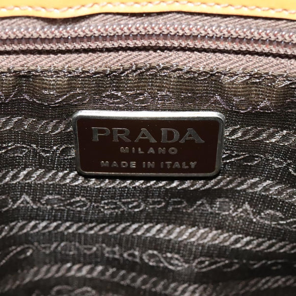 PRADA Shoulder Bag Enamel Beige Silver Auth bs24323