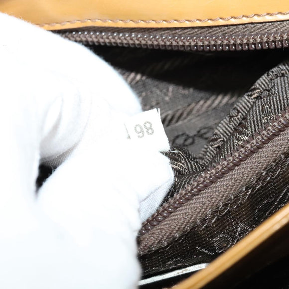 PRADA Shoulder Bag Enamel Beige Silver Auth bs24323